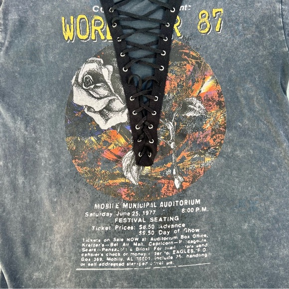 Forever 21 World Tour Screen Printed Lace Up T-Shirt - Picture 4 of 5